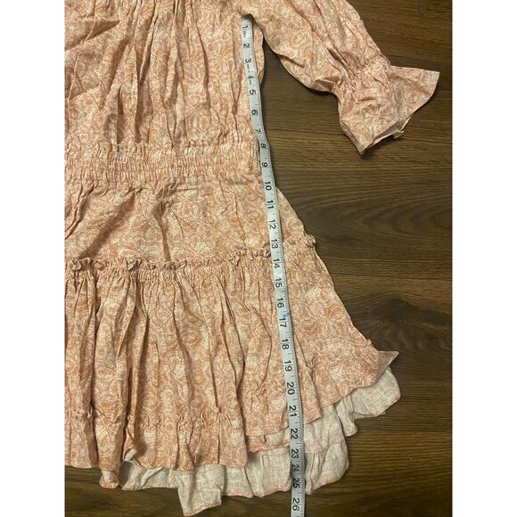 EUC MISA Los Angeles Darla Dress Washed Tile Mini Ruffle Tiered Pink Sz: S - Picture 12 of 12